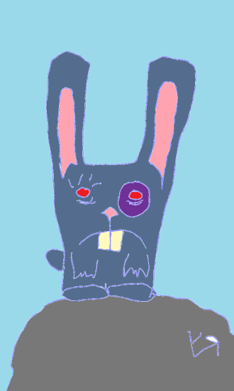 black eyed bunny on the mountain top